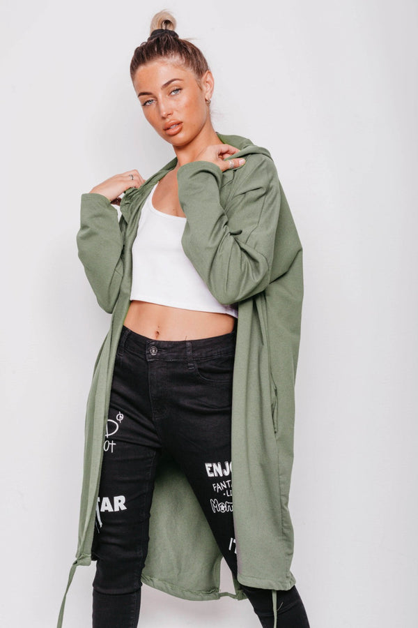 Khaki Sequin Rock And Roll Hooded Cardigan