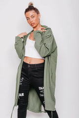 Khaki Sequin Rock And Roll Hooded Cardigan