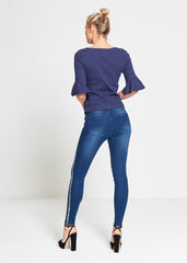 Navy Frill Sleeve Top