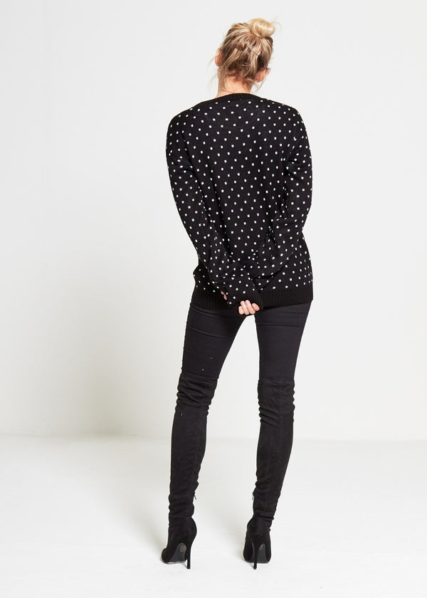 Black Rudolph Christmas Jumper With Pom Pom Detail