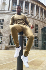 Mens Khaki Block Hooded Tracksuit 