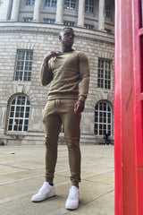Mens Khaki Block Hooded Tracksuit 