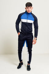 Mens Blue, Navy and White Collared Tracksuit