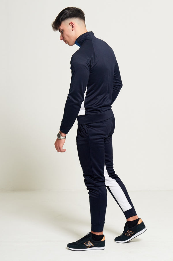 Mens Blue, Navy and White Collared Tracksuit