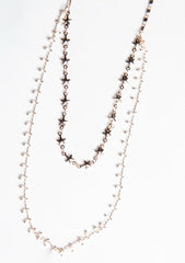 Rose Gold Stars And Pearl Layered Necklace 