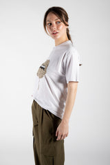 White Leopard Lip Graphic Printed Oversized T-Shirt