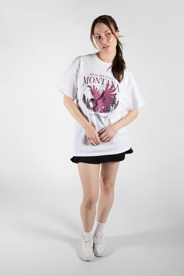 White Oversized Montana Graphic Print T-Shirt 