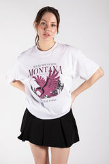 White Oversized Montana Graphic Print T-Shirt 