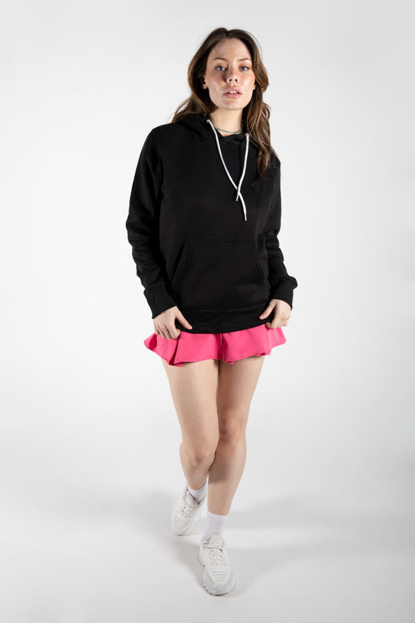 Black Contrast String Pocket Hoodie