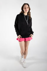 Black Contrast String Pocket Hoodie