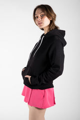 Black Contrast String Pocket Hoodie