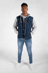 Mens Blue Contrast Sleeve Denim Tucker Jacket