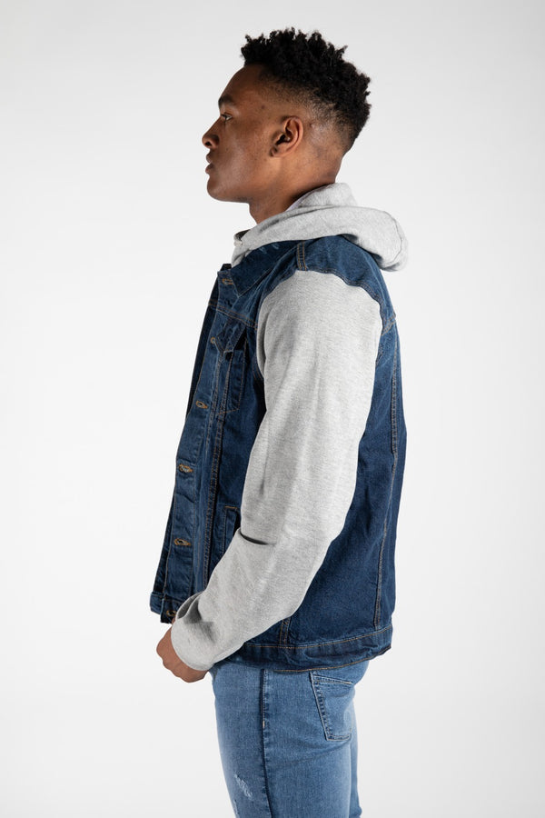 Mens Blue Contrast Sleeve Denim Tucker Jacket