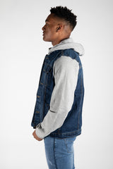 Mens Blue Contrast Sleeve Denim Tucker Jacket