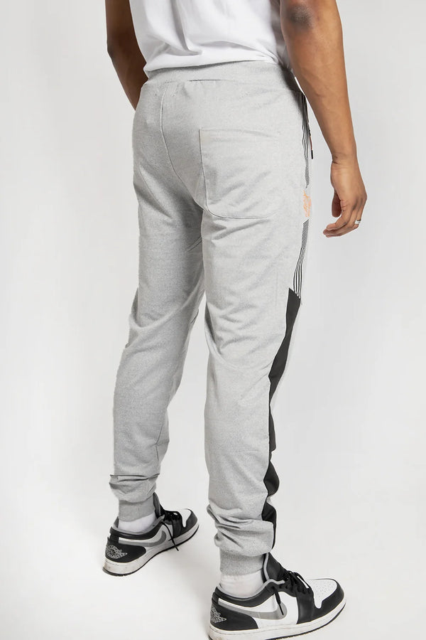 Mens Grey And Black Striped Jogger