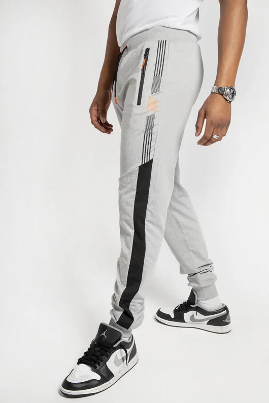 Mens Grey And Black Striped Jogger