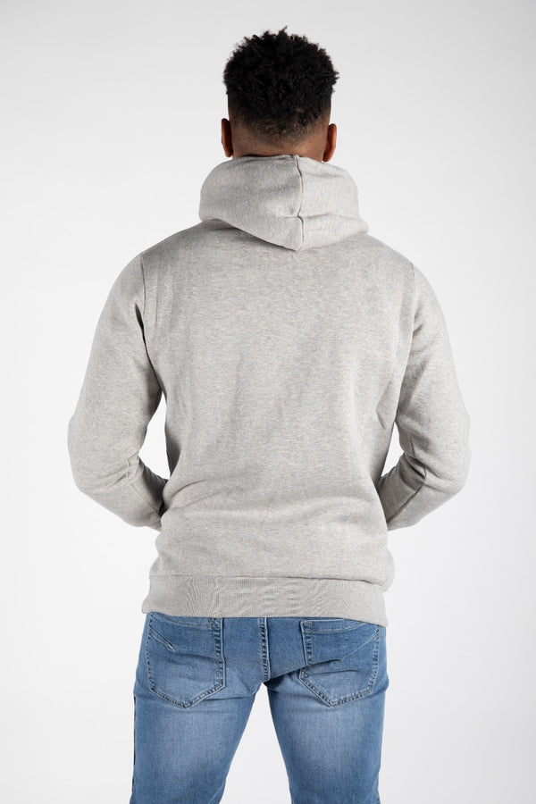 Mens Grey Contrast Drawstring Pull Over Hoodie
