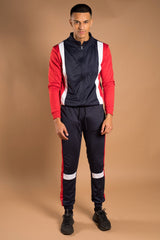 Mens Navy White Red Zip Tracksuit
