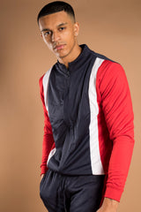 Mens Navy White Red Zip Tracksuit