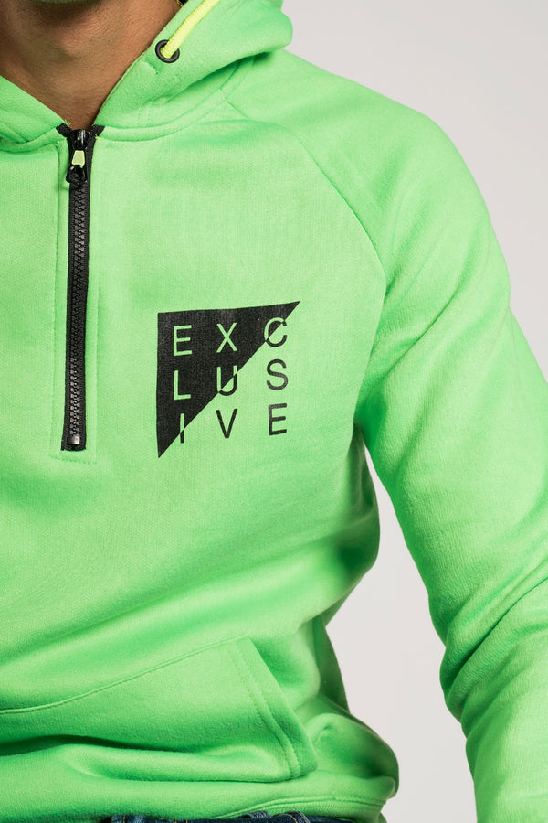 Mens Neon Green Half Zip Hoodie