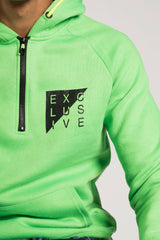 Mens Neon Green Half Zip Hoodie