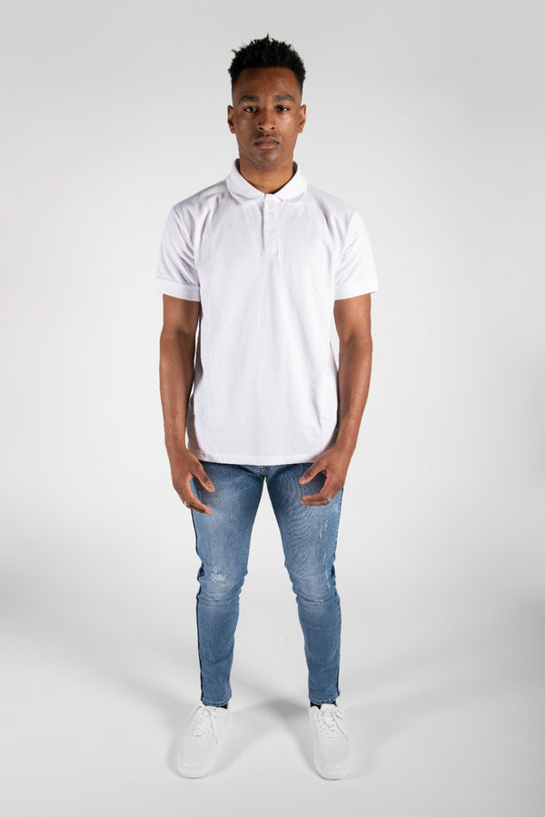 Mens White Half Sleeve Polo T -Shirt