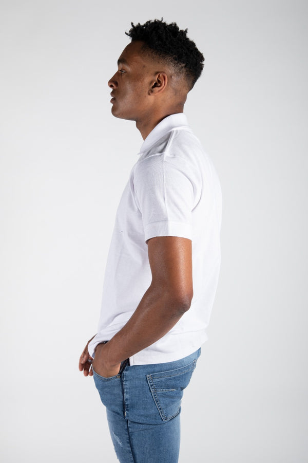 Mens White Half Sleeve Polo T -Shirt
