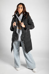 Black Hooded Maxi Puffer Coat