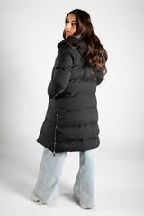 Black Hooded Maxi Puffer Coat