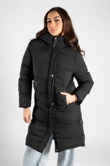 Black Hooded Maxi Puffer Coat
