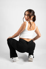 White Knitted Cut Out Crop Vest
