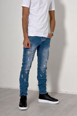 Men Mid Denim Knee Ripped Skinny Jeans