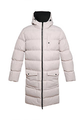 Mens Stone Longline Hooded Puffer Coat