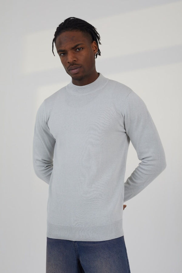 Ecru Marl Mens Turtle Neck Fine Knit Jumper 