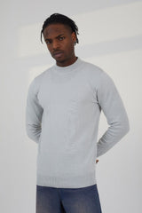 Ecru Marl Mens Turtle Neck Fine Knit Jumper 
