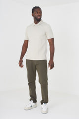 Stone Mens Lace Textured Buttons Polo Shirt