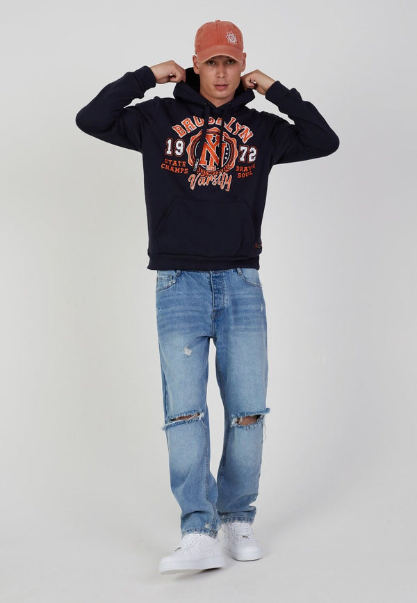 Mens Navy Sandbrook Brooklyn NY Pullover Hoodie