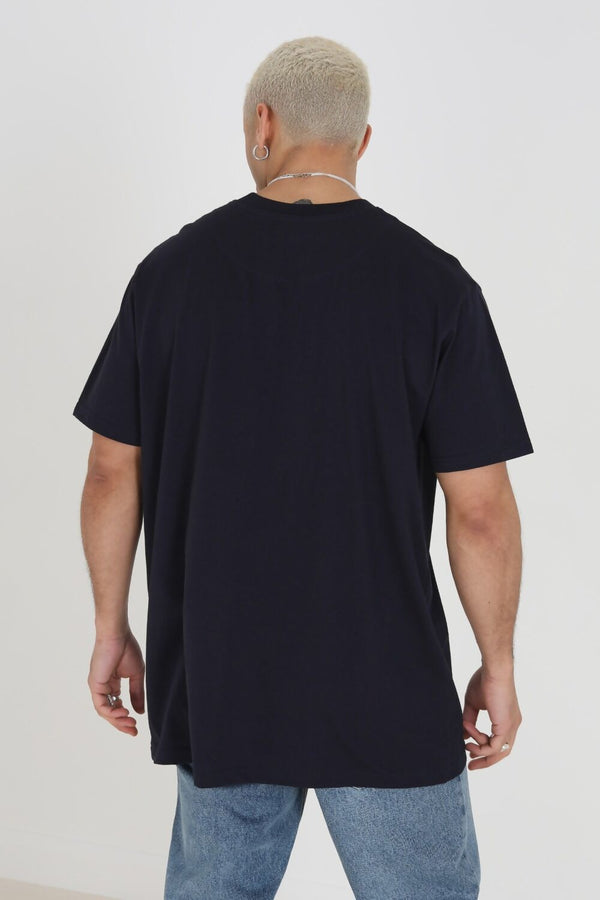 Mens Navy Oversized Round Neck Las Vegas Nevada T-shirt