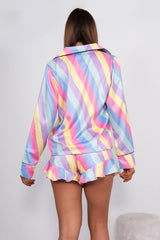 Multi Striped Satin Short PJ Set