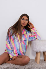 Multi Striped Satin Short PJ Set