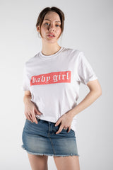 White "Baby Girl" Oversized Tee