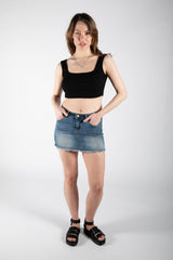 Black Ribbed Crop Vest Top 