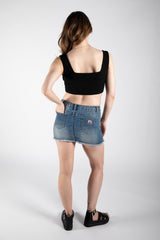Black Ribbed Crop Vest Top 