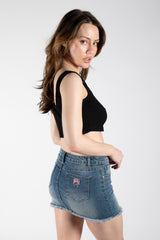 Black Ribbed Crop Vest Top 