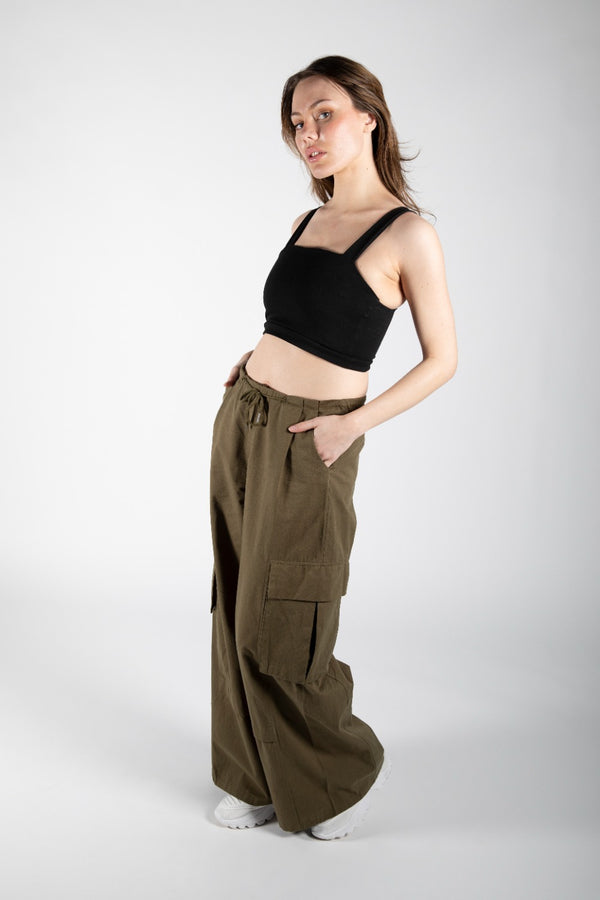 Black Thick Strap Square Neck Crop Top
