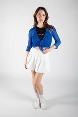 Blue Tie Front Sheer Shrug