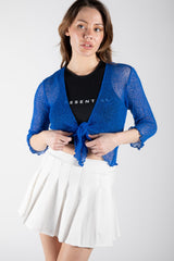 Blue Tie Front Sheer Shrug