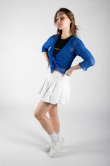 Blue Tie Front Sheer Shrug