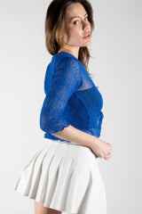 Blue Tie Front Sheer Shrug
