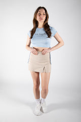 Baby Blue Los Angeles Ruched Side Crop T-shirt 
